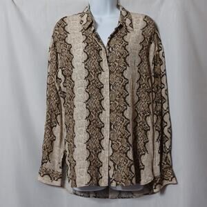 MNG SUIT. Women's Snake Skin Print  Hidden Button Down Front Shirt. Size 6